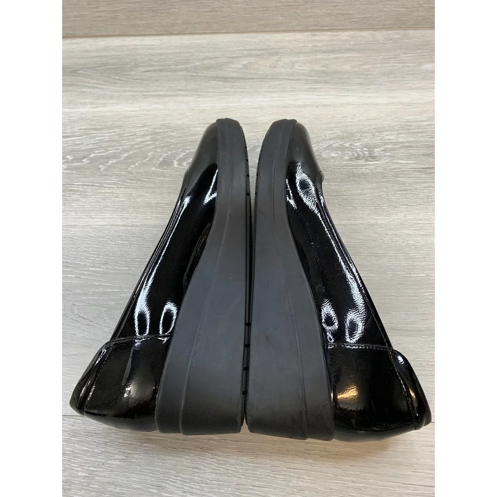 Naturalizer Sam Black Patent Wedge Pumps Women's 9 Slip On Comfort Shoes